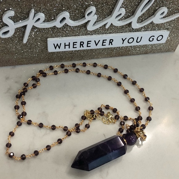 Amethyst Perfume Bottle Pendant Necklace - Picture 5 of 8